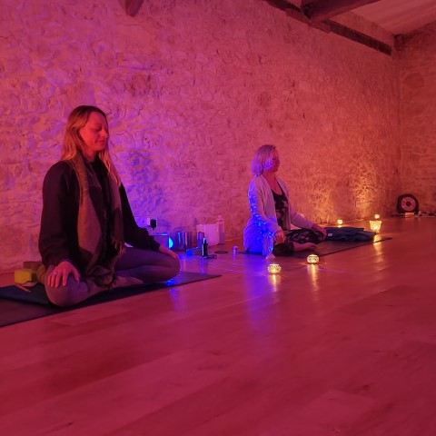 Lana and Bex yoga instructors at Maison de Lunel